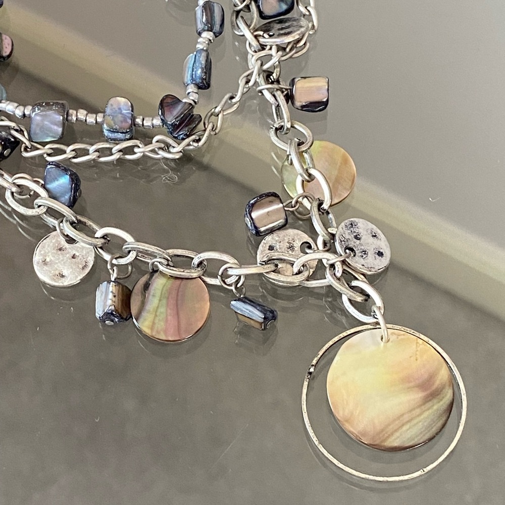 Silver Multi Stone Boho 3 Strand Necklace & Matching Earrings - Picture 7 of 10